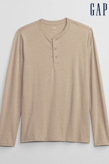 Gap Beige Henley Long Sleeve T-Shirt (K14727) | £18