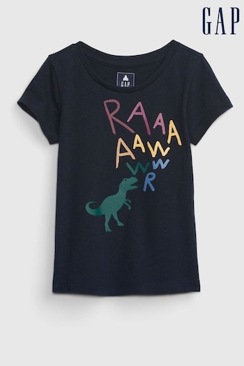 Gap Black Dinosaur Graphic Short Sleeve Crew Neck T-Shirt (K14799) | £8