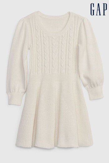 Gap Cream Cable-Knit Round Neck Jumper Dress (K14808) | £25