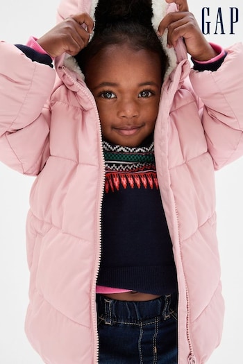 Gap Pink Water Resistant Cold Control Quilted Puffer Coat (K14813) | £45