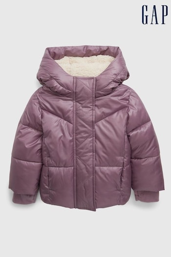 Gap Purple Water Resistant Sherpa Lined Recycled Puffer Jacket (K14827) | £45