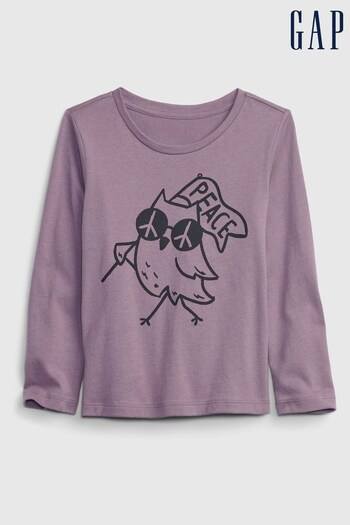 Gap Purple Graphic Long Sleeve Crew Neck T-Shirt (K14841) | £8