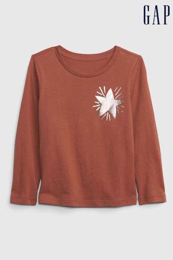 Gap Orange Star Graphic Long Sleeve Crew Neck T-Shirt (K14867) | £8