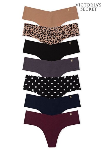 Victoria's Secret Black/Nude/Purple/Leopard Smooth No Show Knickers 7 Pack (K14973) | £35