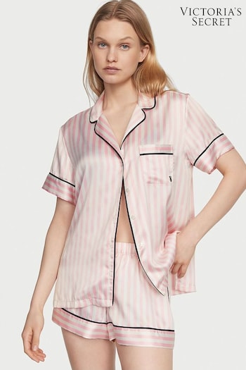 Victoria's Secret Pretty Blossom Iconic Stripe Pink Satin Short Pyjamas (K14996) | £65