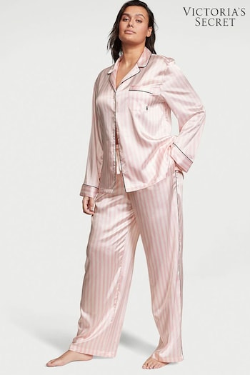 Victoria's Secret Pretty Blossom Iconic Stripe Pink Satin Long Pyjamas (K14999) | £69