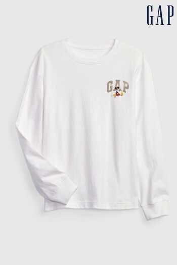Gap White Graphic Disney Mickey Mouse Long Sleeve T-Shirt (K15268) | £24