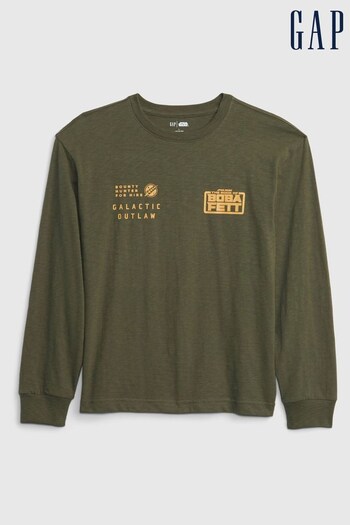 Gap Green Star Wars Graphic Organic Cotton Long Sleeve T-Shirt (K15315) | £20