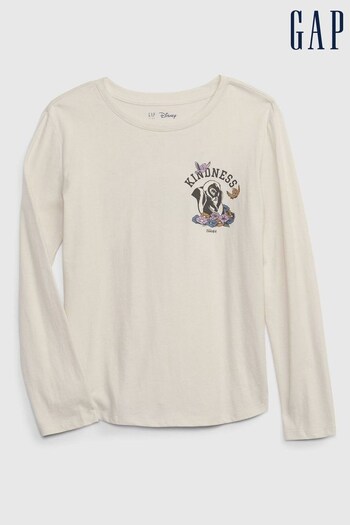 Gap Cream Disney Organic Cotton Graphic Long Sleeve T-Shirt (K15338) | £18