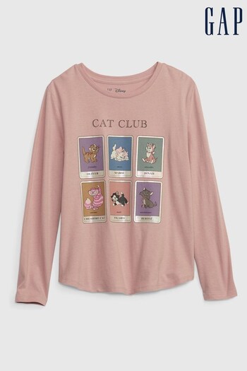 Gap Pink Disney Organic Cotton Graphic Long Sleeve T-Shirt (K15342) | £18