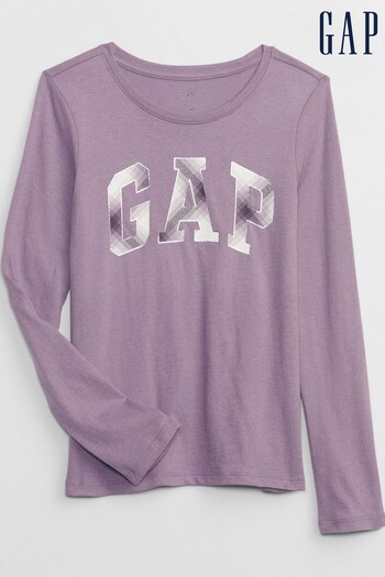 Gap Purple Graphic Logo Long Sleeve T-Shirt (K15427) | £10