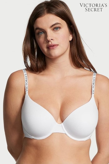 Victoria's Secret White Lightly Lined Demi Logo Strap T-Shirt Bra (K16031) | £35