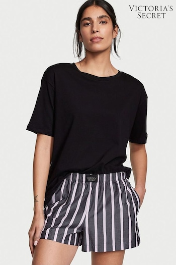 Victoria's Secret Black Classic Stripe Cotton Short Pyjamas (K16088) | £39