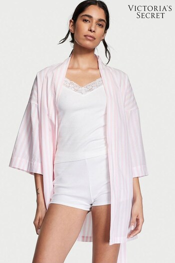 Victoria's Secret Pretty Blossom Bold Stripe Pink Cotton 3 Piece Pyjama Set (K16093) | £39