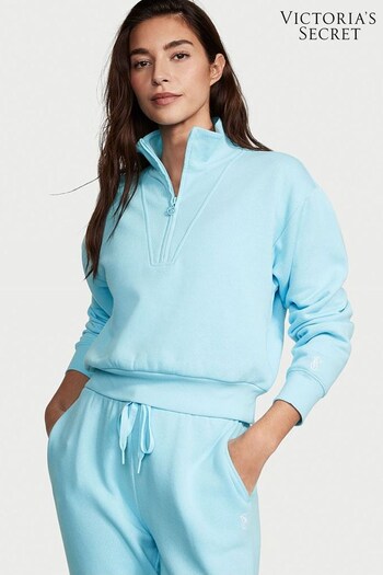 Victoria's Secret Victoria Blue Half Zip High Neck Lounge Sweatshirt (K16108) | £45
