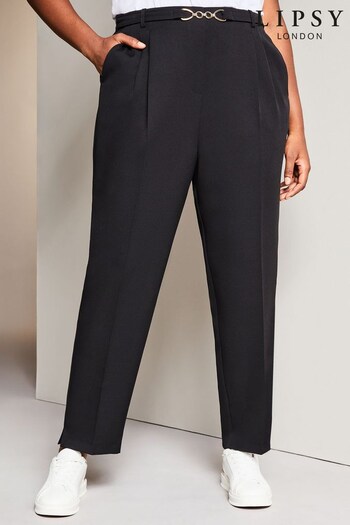 Lipsy Black Curve Tailored Trim Smart Tapered Trousers (K16273) | £36