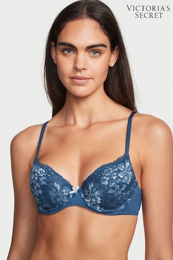 Victoria's Secret Midnight Sea Blue Lace Lightly Lined Demi Bra (K16286) | £39