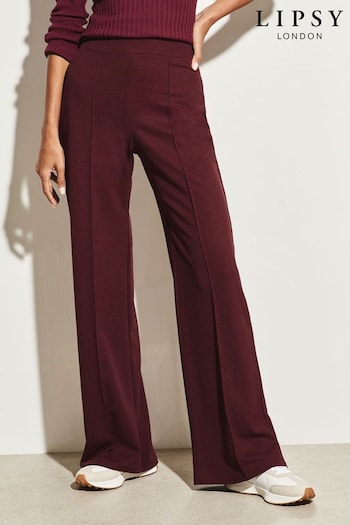 Lipsy Berry Red Petite High Waist Wide Leg Tailored Trousers (K16304) | £29
