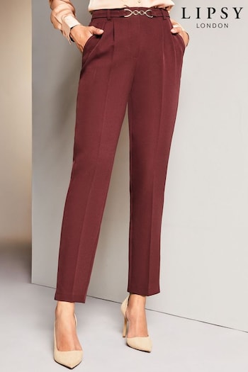 Lipsy Berry Red Tailored Trim Smart Tapered Trousers (K16306) | £36