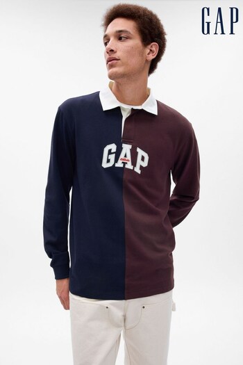 Gap Red Arch Logo Colourblock Rugby Shirt (K16325) | £45