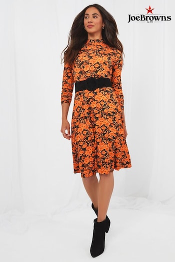 Joe Browns Orange Autumnal Funky Floral Long Sleeve Dress (K16515) | £45