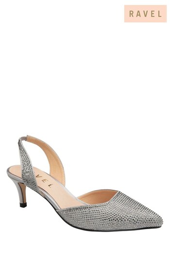 Ravel Grey Satin Kitten-Heel Slingback Shoes (K16585) | £70