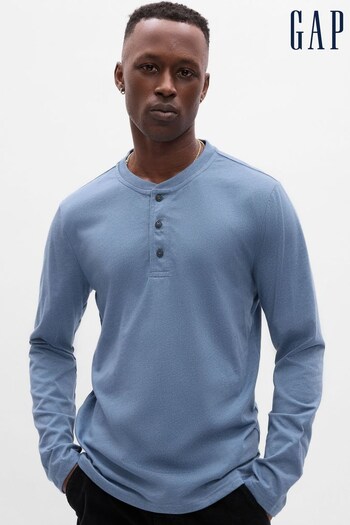 Gap Blue Everyday Soft Henley Long Sleeve T-Shirt (K16629) | £18