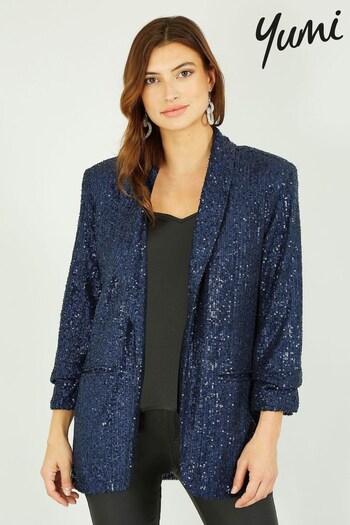 Yumi Blue Sequin Blazer With Pockets (K16656) | £68