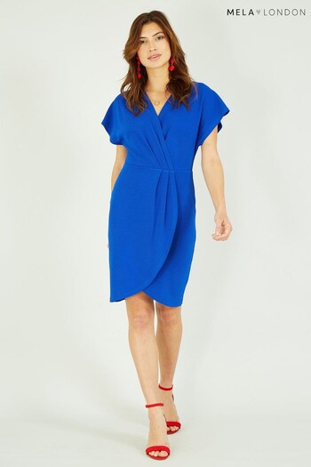 Mela Blue Wrap Front Dress (K16675) | £45