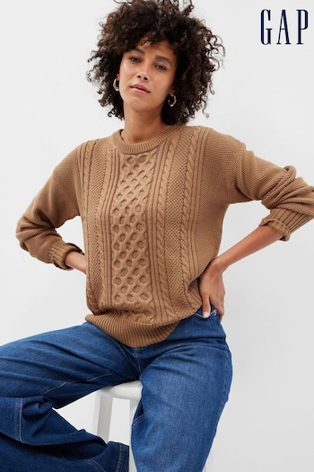 Gap Brown Cable Knit Crew Neck Jumper (K16829) | £40