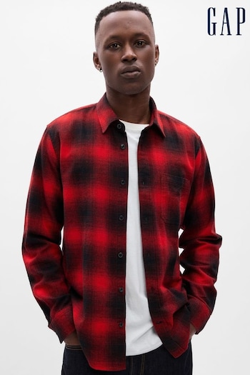 Gap Red & Black Check Long Sleeve Shirt in Standard Fit (K17057) | £40