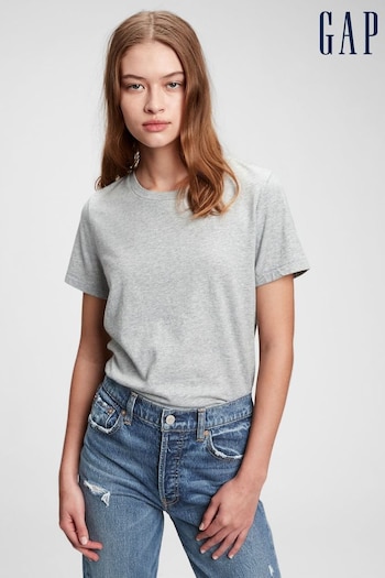 Gap Light Grey Organic Cotton Vintage Crew Neck Short Sleeve T-Shirt (K17442) | £18