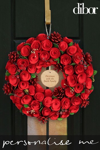 Personalised Winter Roses Wreath by Dibor (K17490) | £28