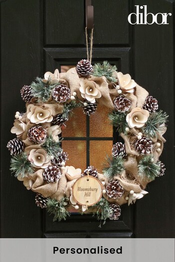 Personalised Conscious Christmas Large Jute Wreath by Dibor (K17491) | £28