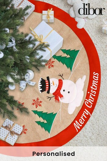Personalised Traditional Snowman Christmas Tree Skirt by Dibor (K17504) | £19