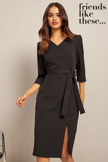 Friends Like These Black V Neck Tailored Dress (K17549) | £48