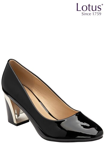 Lotus Footwear Black Patent Court Shoe (K17742) | £65