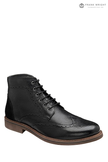 Frank Wright Black Men's Leather Brogue Ankle Boots (K17748) | £70
