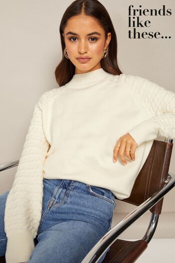 New: Clarke and Clarke Ivory Cable Sleeve Jumper (K17877) | £25