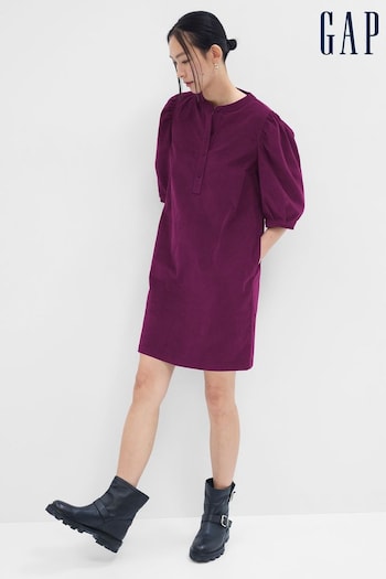 Gap Purple Corduroy Puff Mid Sleeve Mini Dress (K17878) | £60