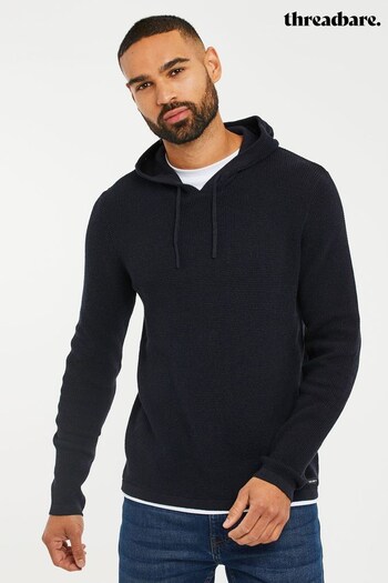 Threadbare Blue Cotton Knitted Hoodie With Mock T-Shirt (K17929) | £28