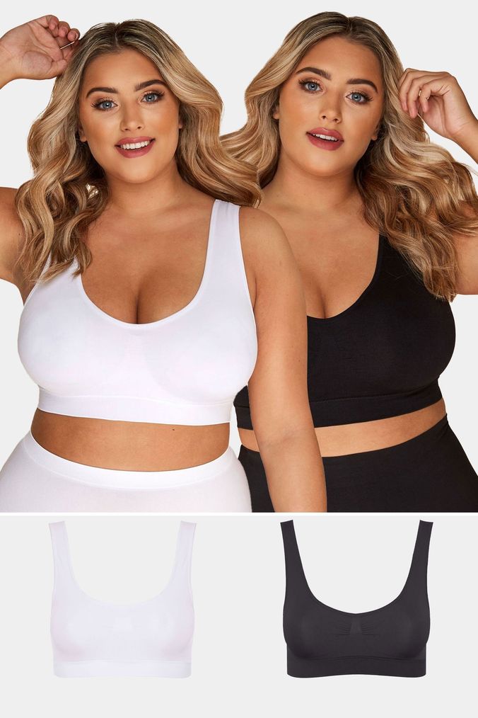 Yours Curve Black 2 Pack Seamless Unpadded Bra (K18111) | £22