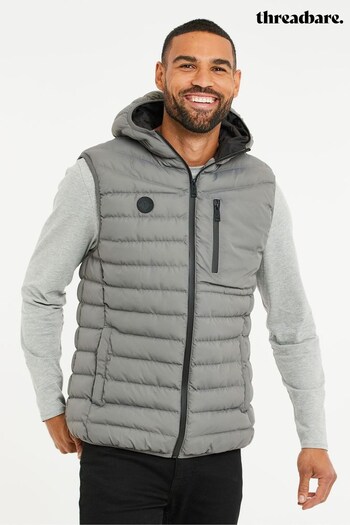Threadbare Charcoal Lightweight Hooded Quilted Gilet (K18248) | £40