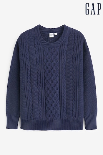 Gap Navy Blue Cable Knit Crew Neck Sweater (K18363) | £40