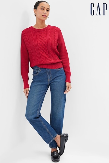Gap Red Cable Knit Crew Neck Jumper (K18364) | £40
