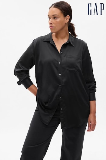 Gap Black Satin Long Sleeve Shirt (K18533) | £55