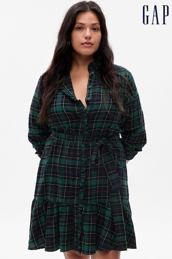Gap Green Tiered Ruffle Long Sleeve Mini Dress (K18624) | £60