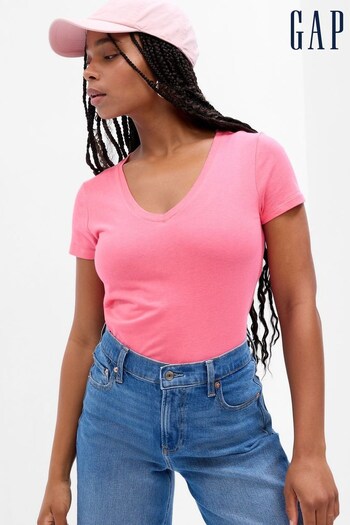 Gap Pink Soft V-Neck Short Sleeve T-Shirt (K18627) | £10