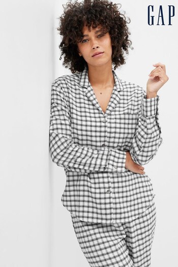 Gap Black & White Relaxed Flannel Long Sleeve Pyjama Shirt (K18631) | £30
