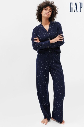 Gap Navy & White Flannel Print Pyjama Bottoms (K18635) | £35